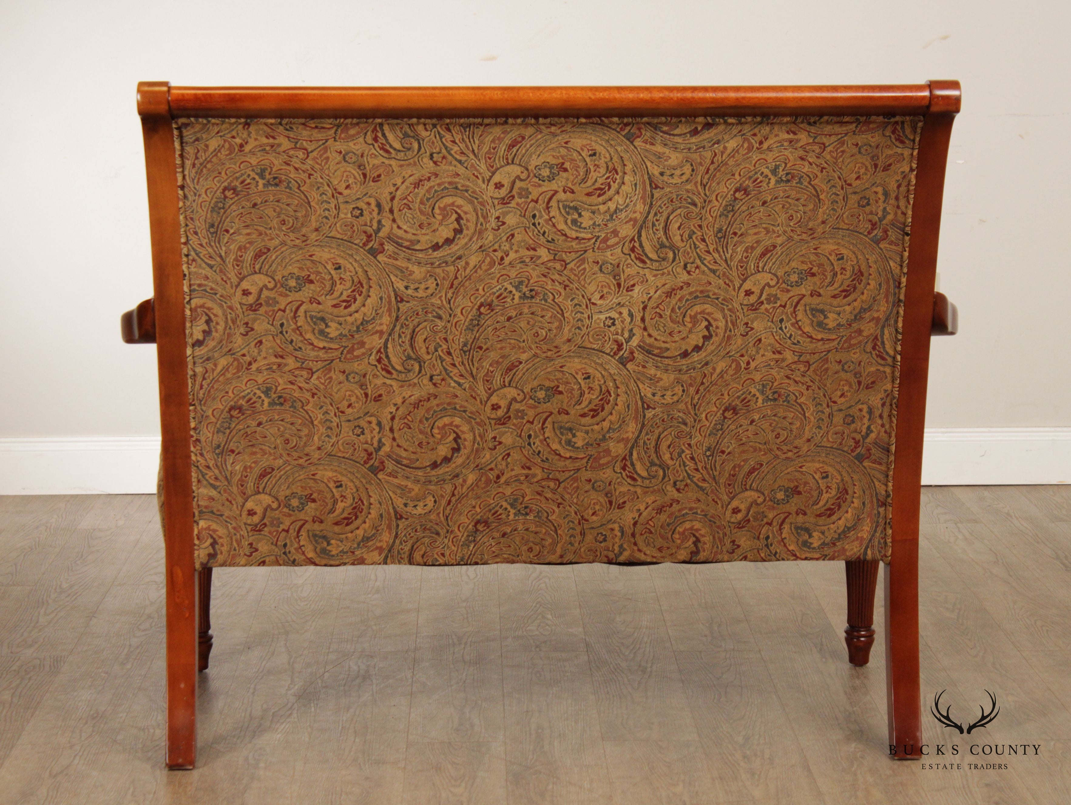 Fairfield Sheraton Style Paisley Upholstered Settee