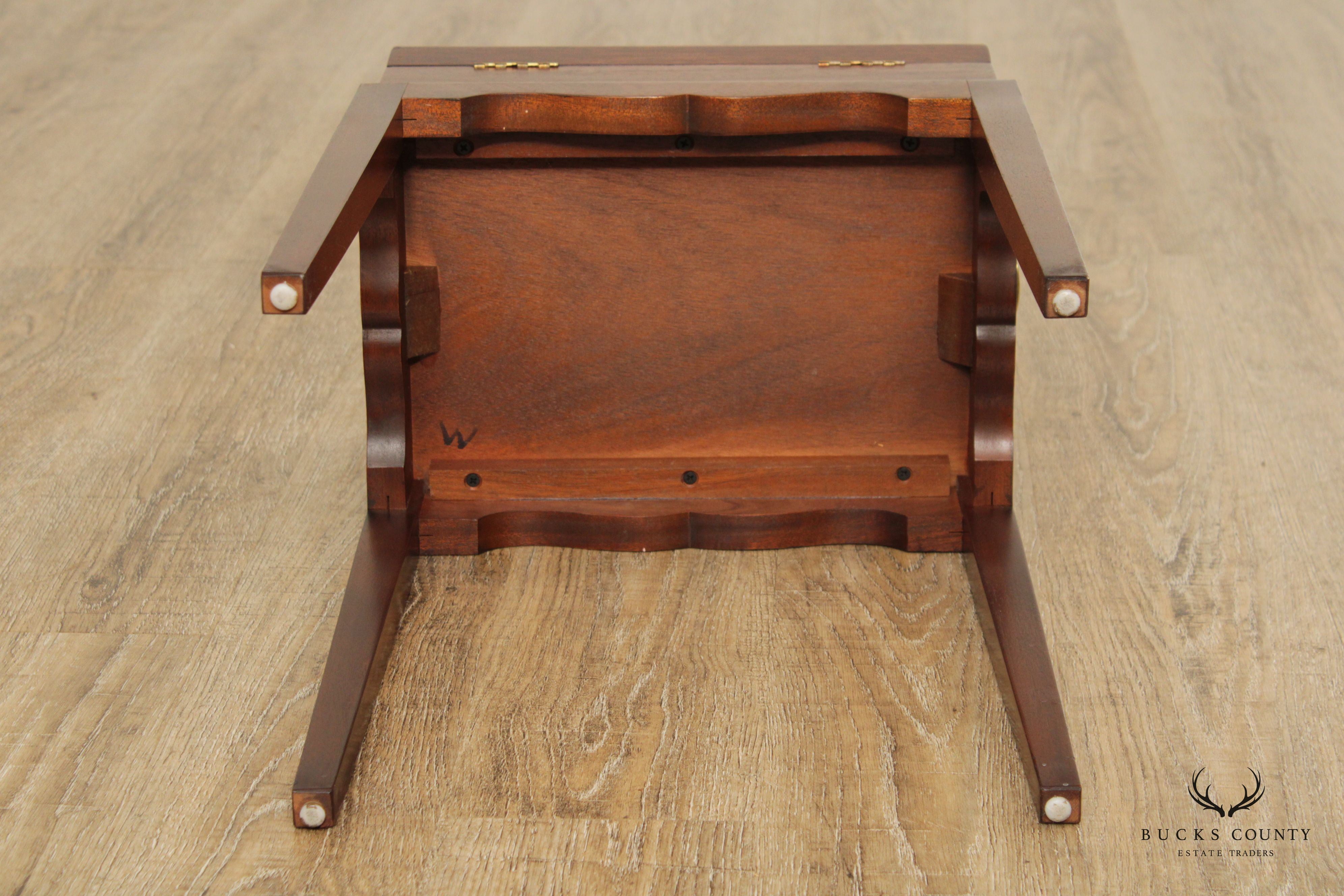 Quality Mahogany Inlaid Box on Stand Side Table