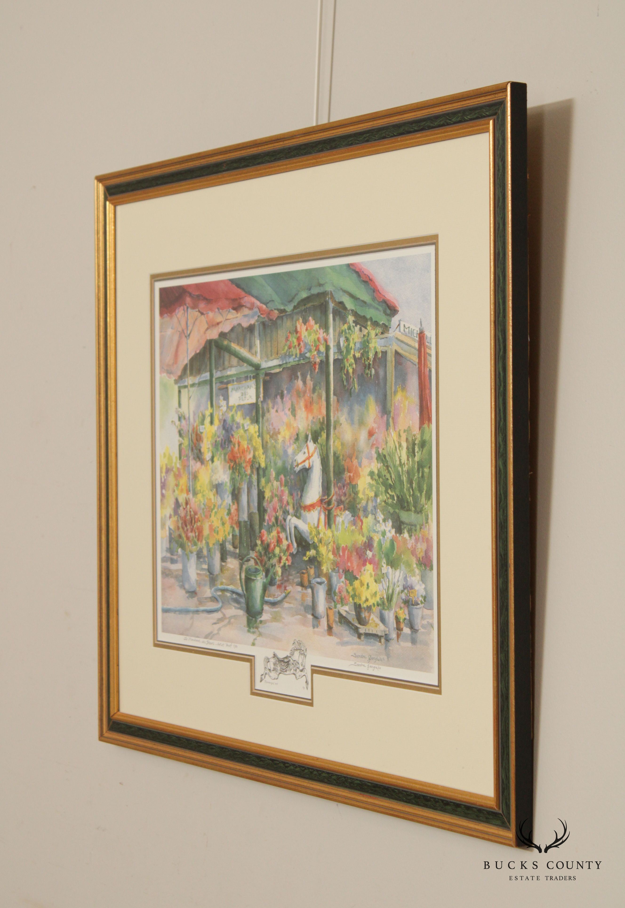 Sandra Giangiulio 'Le Marchand des Fleurs' Watercolor Lithograph Print