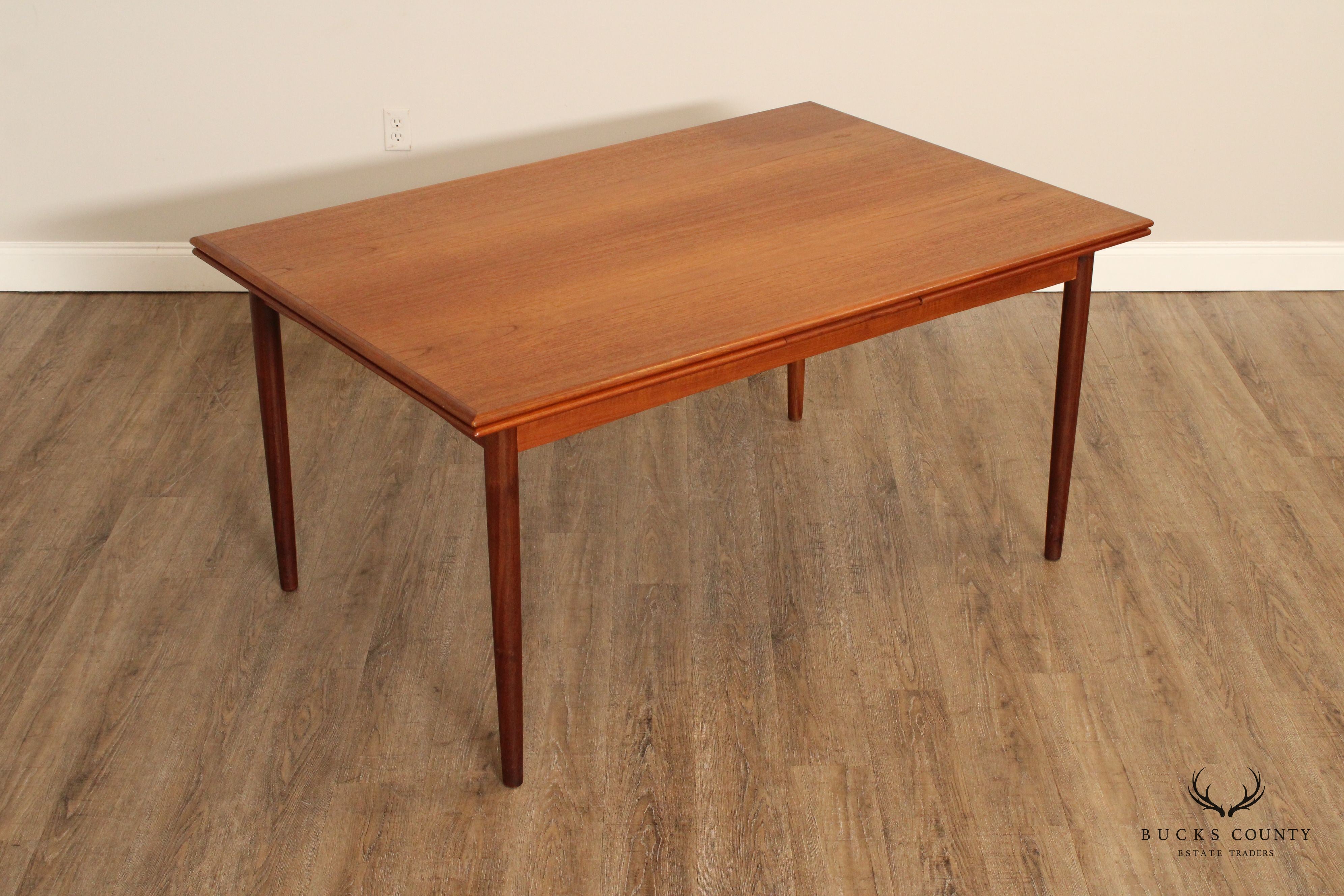 Danish Modern Teak Expandable Refectory Dining Table