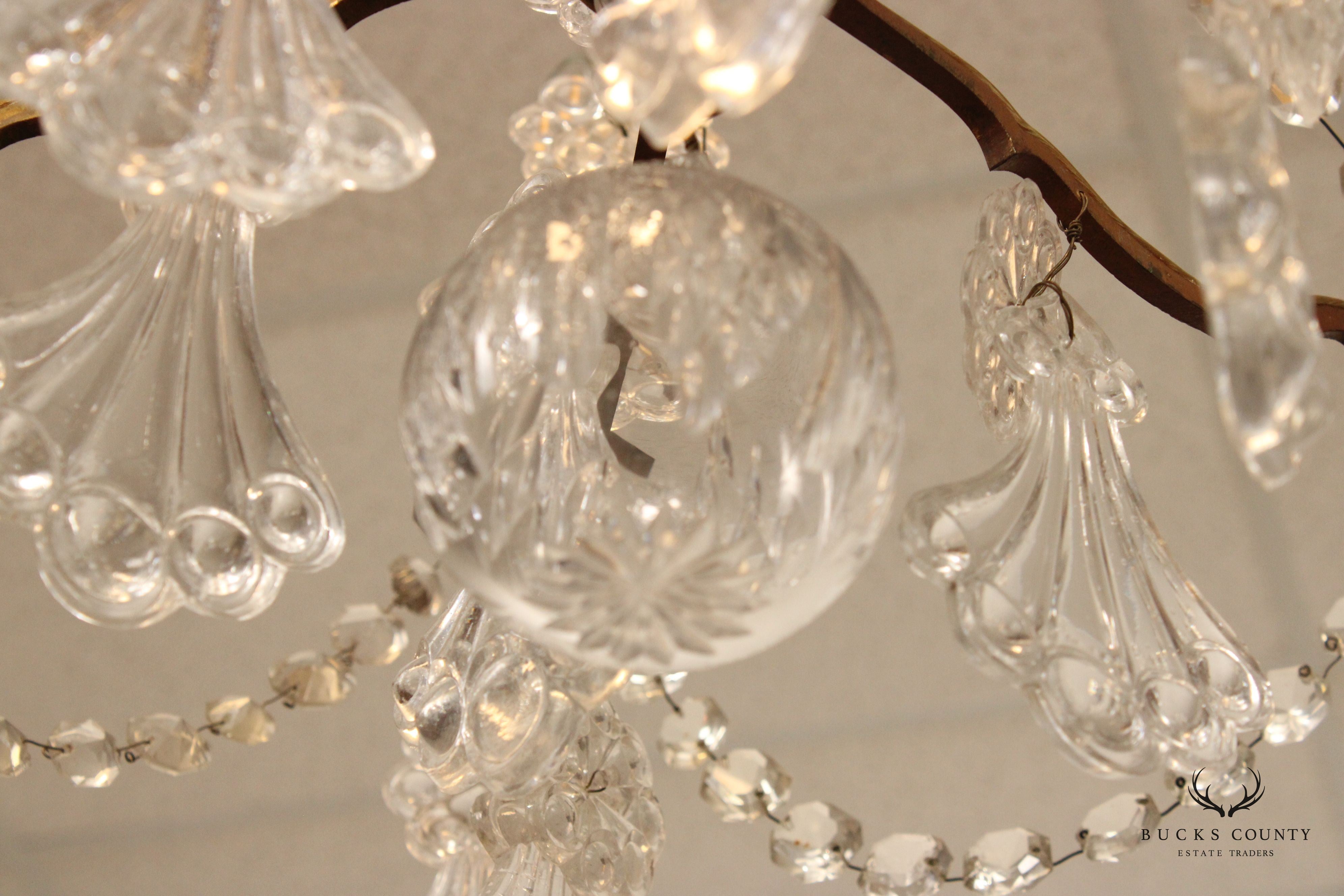 Antique French Style Nine Bulb Crystal Chandelier