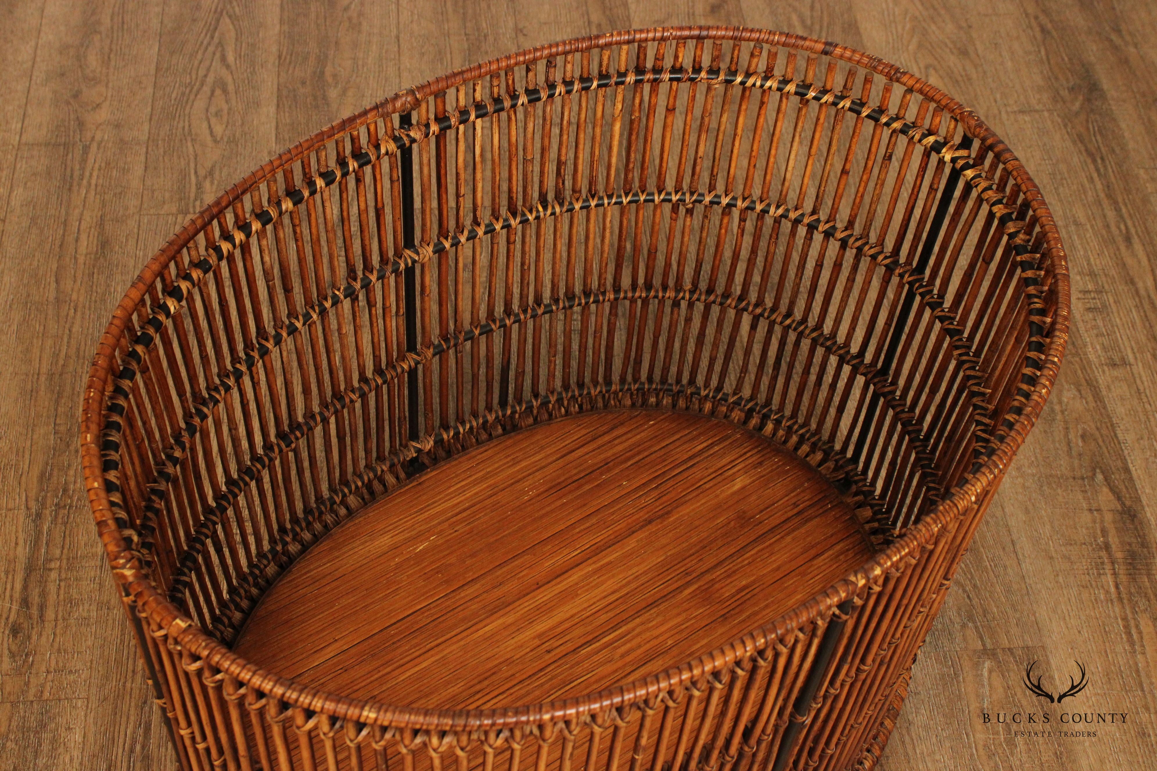 Palecek Bamboo and Rattan Oval Tray Table