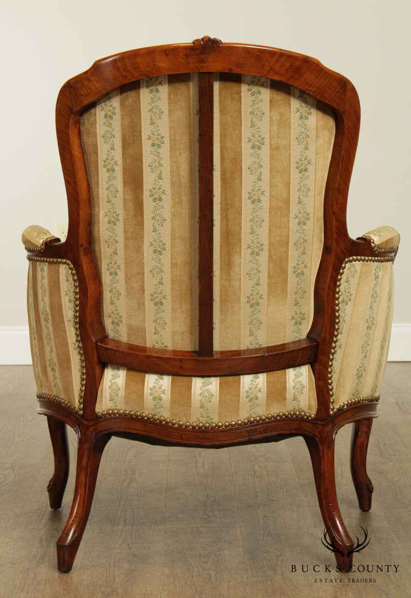Vintage Rococo Louis XV French Tortoise Wood Bergere Chairs - a Pair