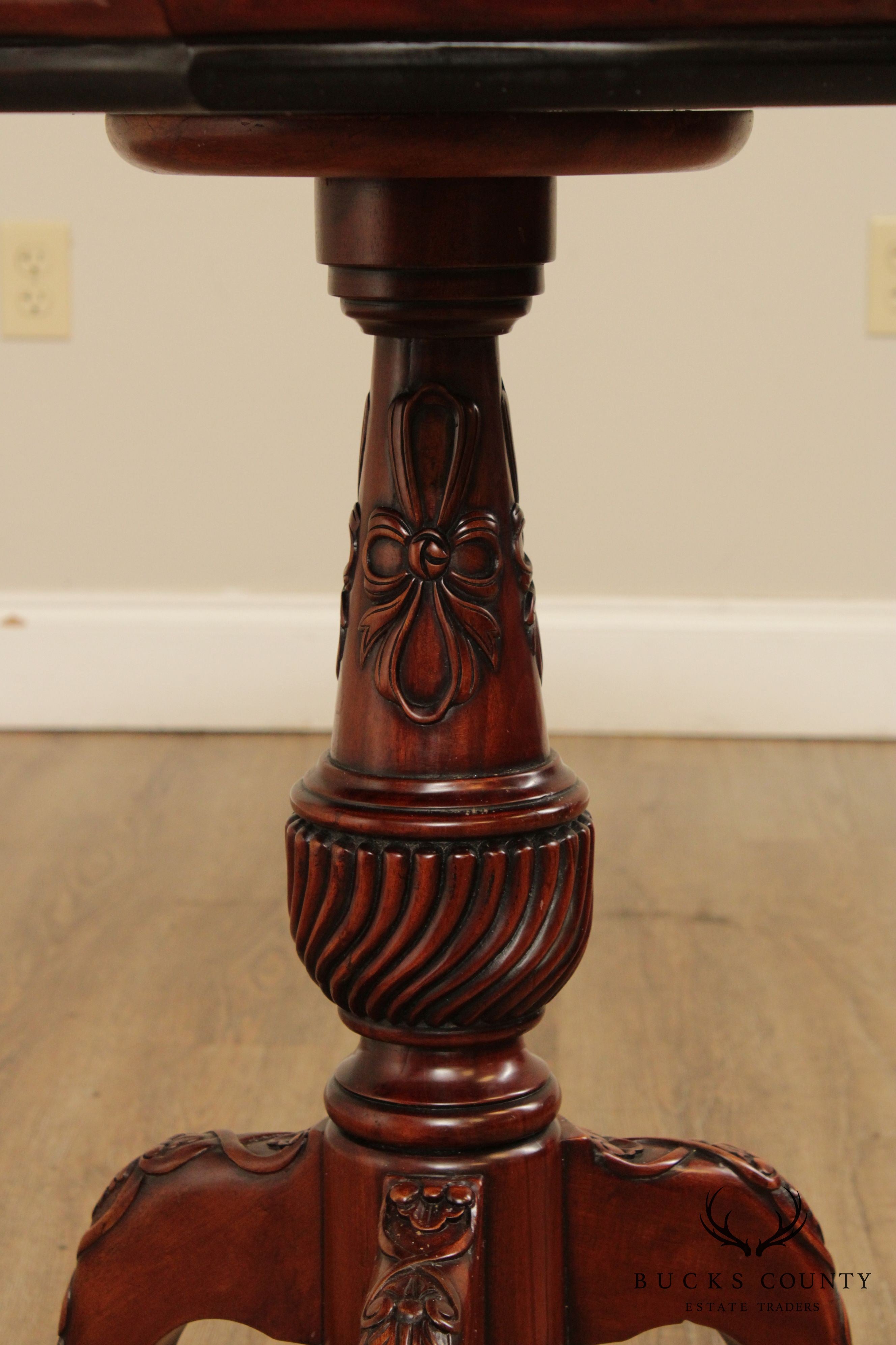 Georgian Style Carved Mahogany Pie Crust Claw Foot Side Table