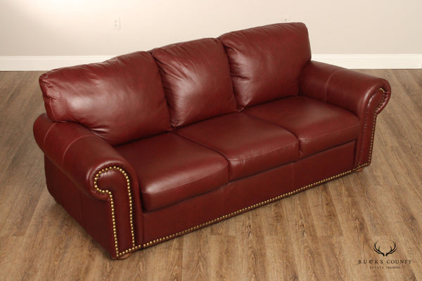 Chateau D'ax Quality Red Leather Three Seat Sofa