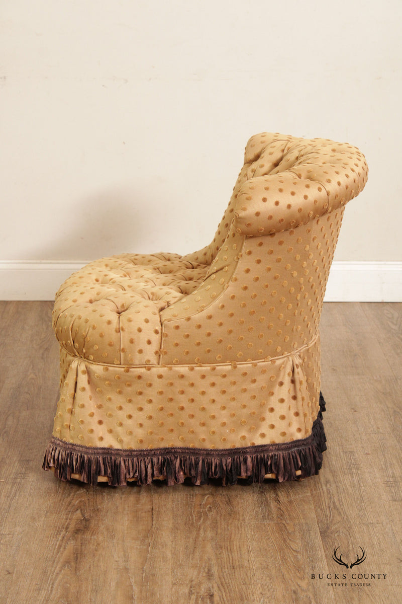 Baker Vintage Custom Tufted Upholstered Boudoir Chair