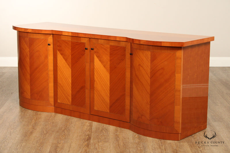 JOHN TURANO AND SONS ITALIAN LACQUERED CHERRY CHEVRON PATTERN SIDEBOARD