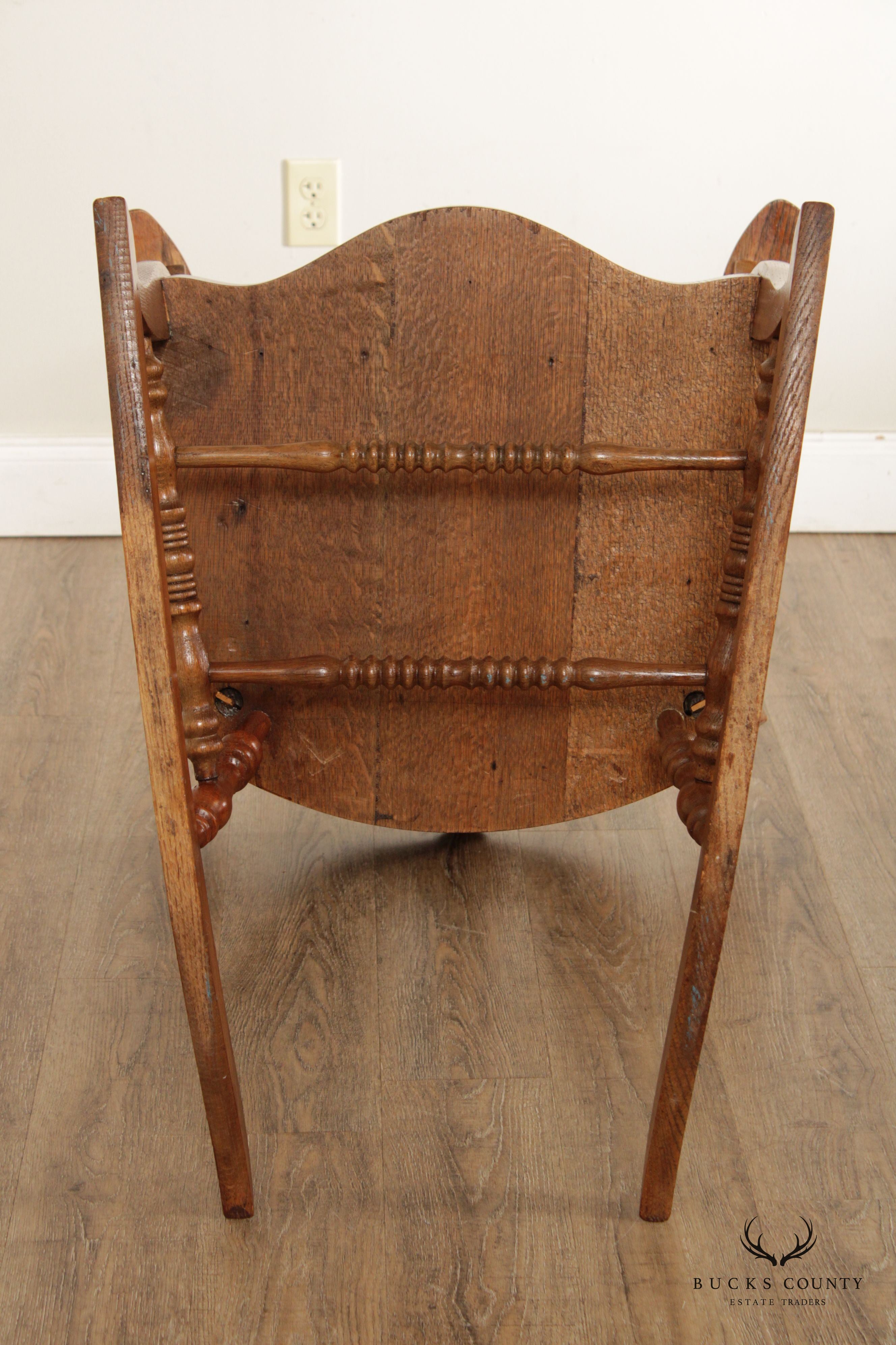 Victorian Renaissance Revival Style Oak Carved Rocker