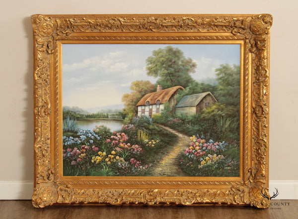 Vintage 20th C. Country Cottage Original Oil Painting, Signed 'Marten'