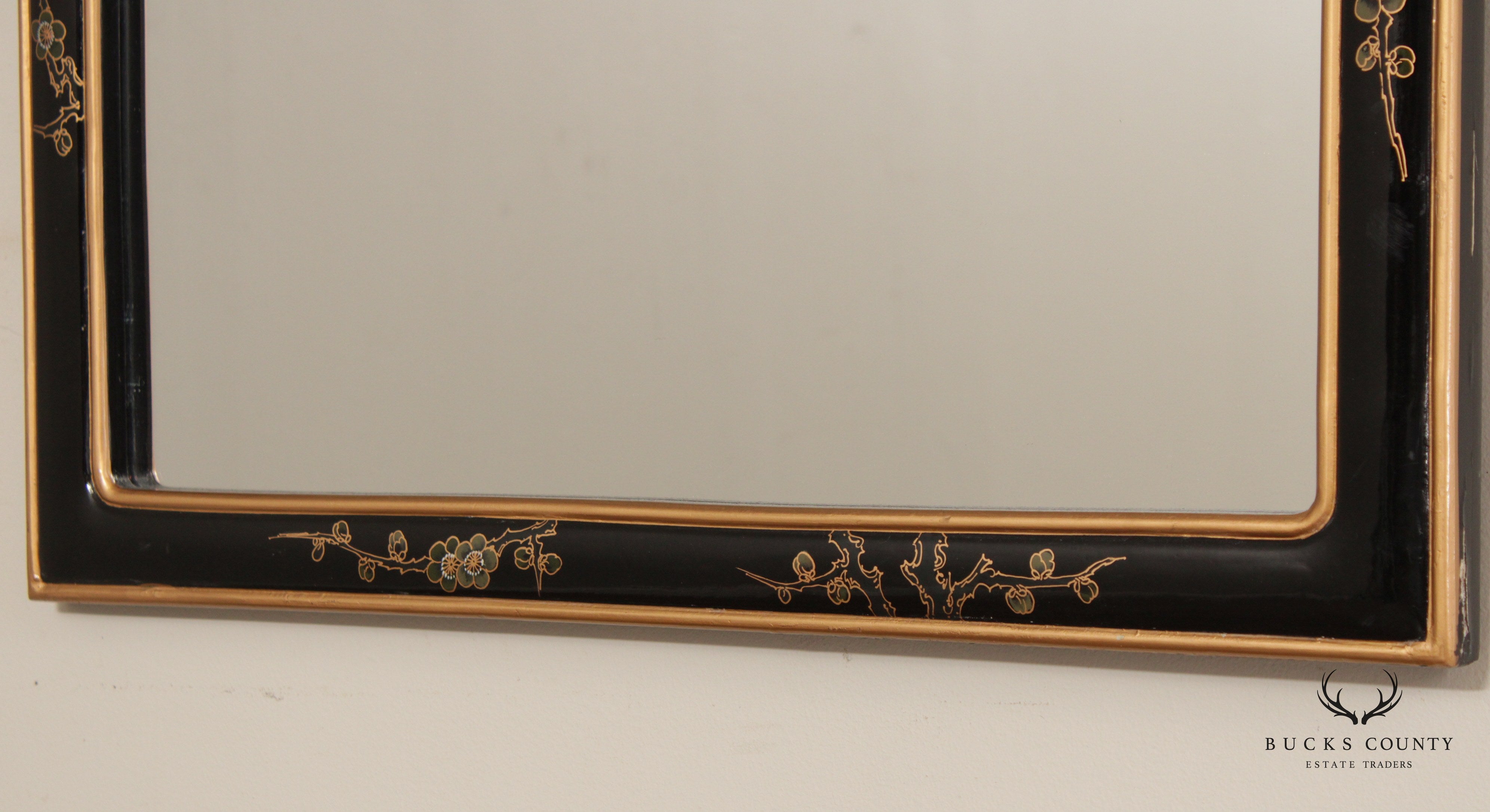 Hollywood Regency Chinoiserie Lacquered Wall Mirror