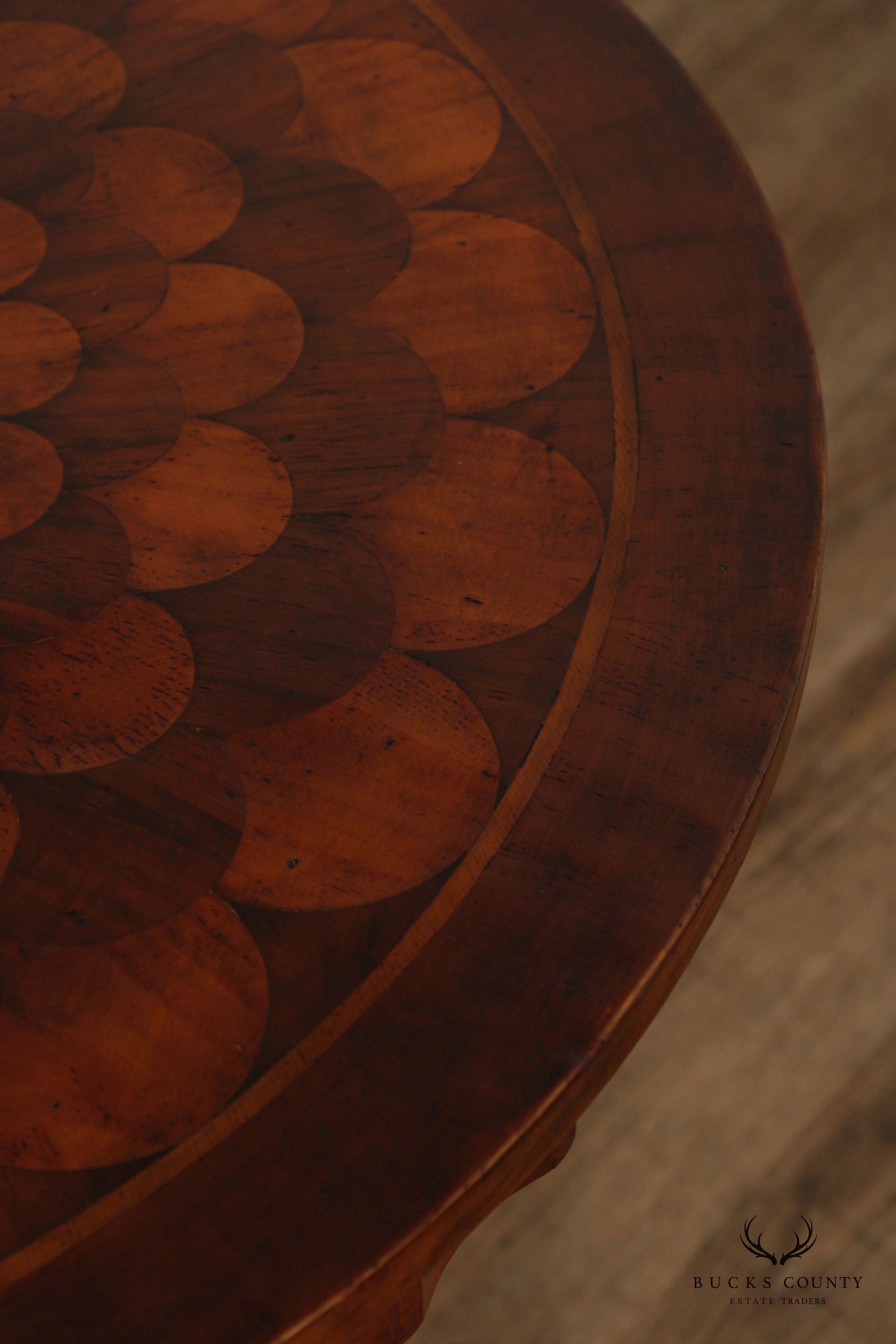 William IV Style Round Top Oyster Wood Tea Table