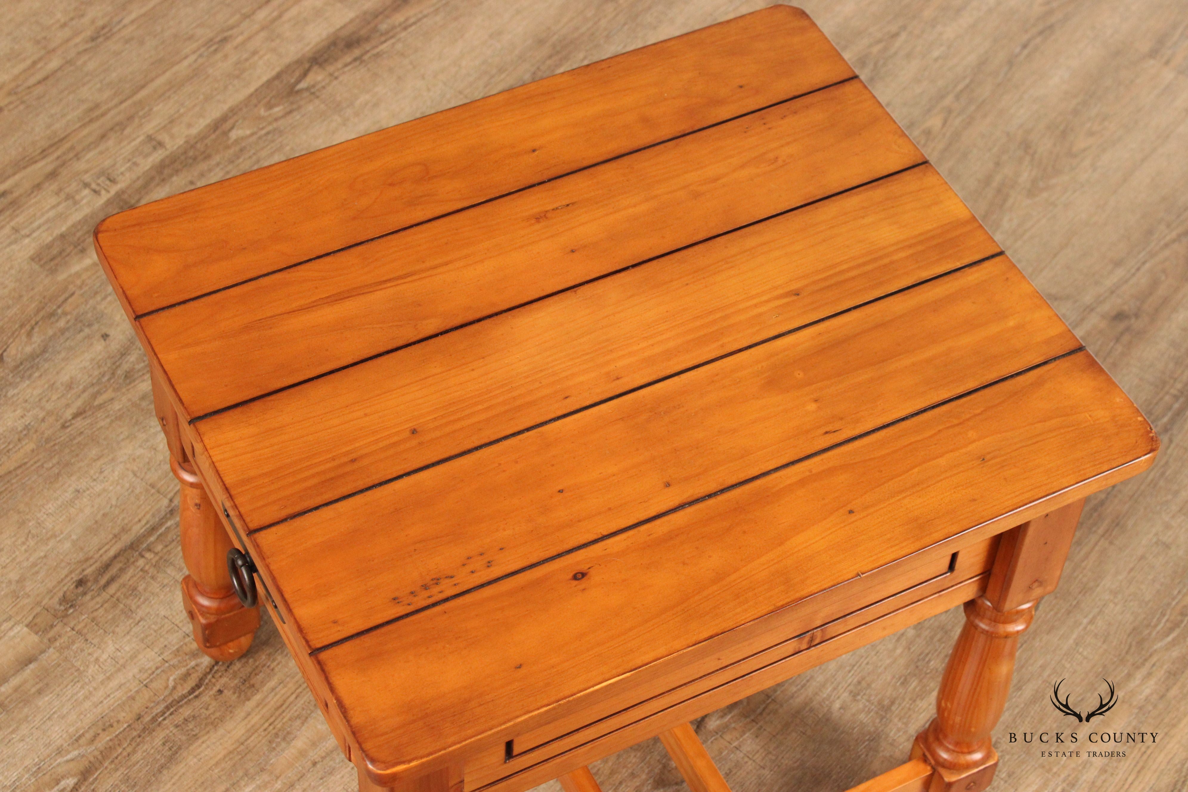 English Traditional Style Pine One-Drawer Side Table