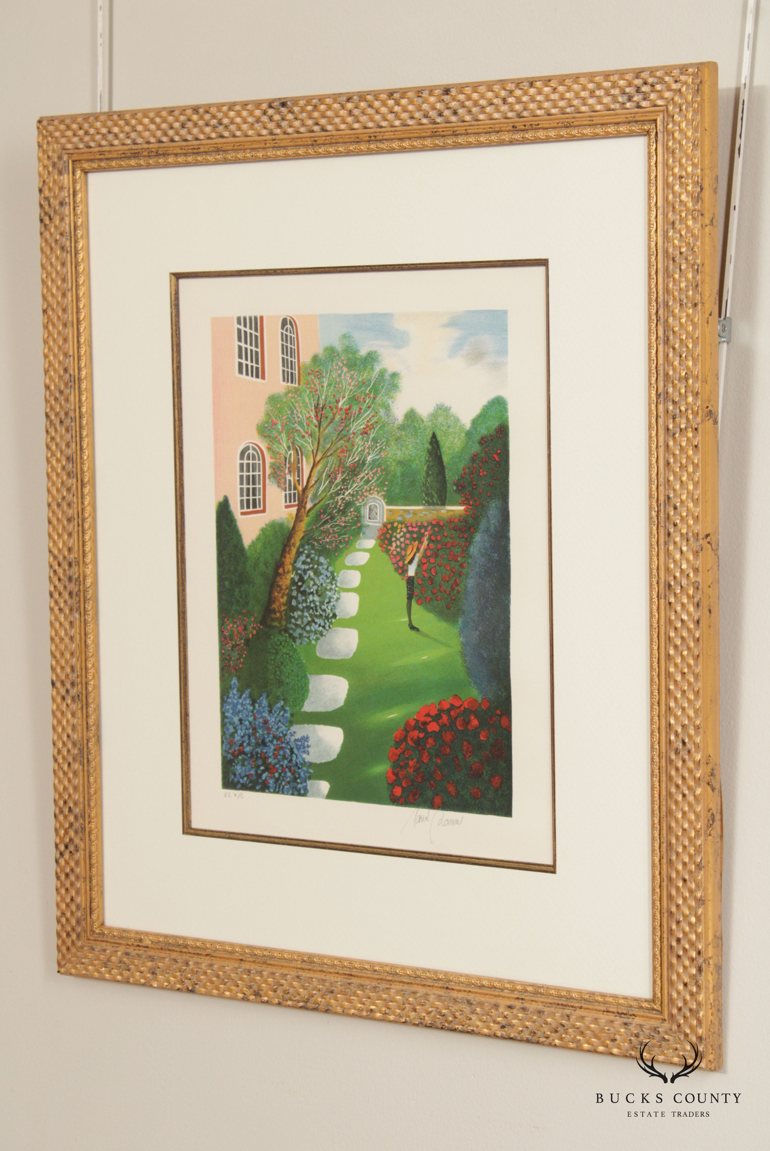 Daniel Bonnec Framed Print, Woman in Garden