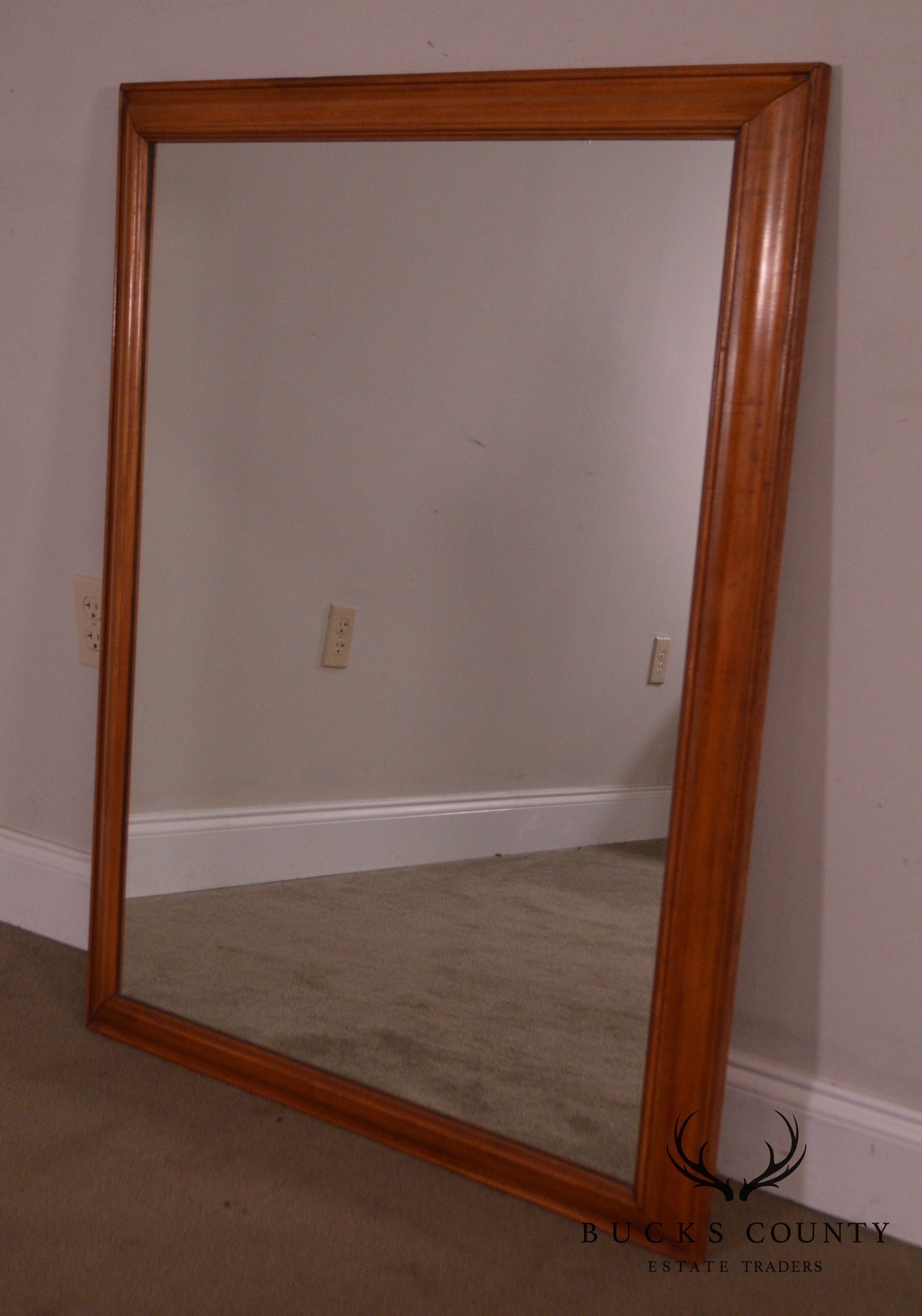 Vintage Maple Wood Rectangular Wall Mirror