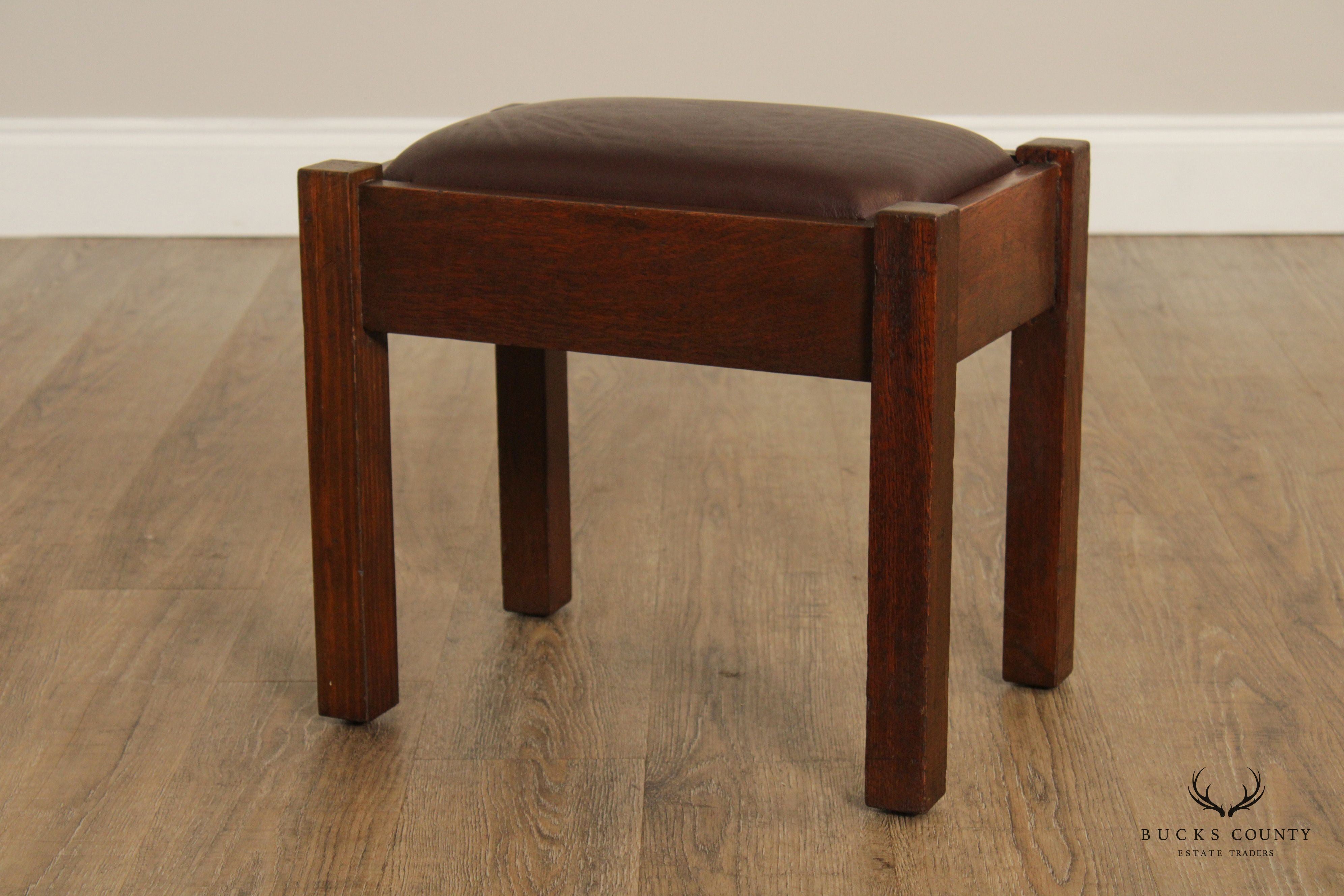 Stickley Brothers Mission Oak and Leather Footstool