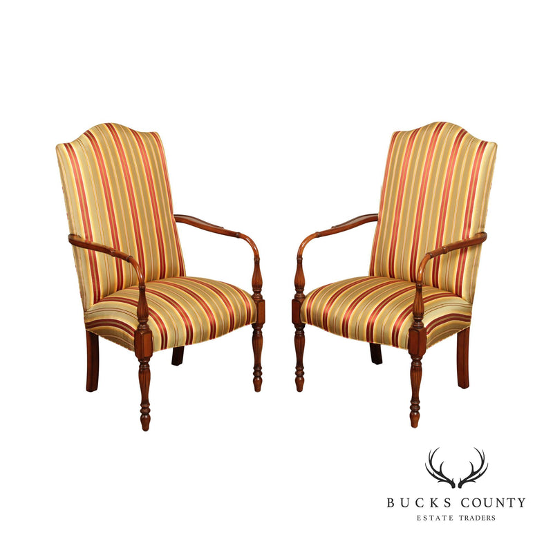 Southwood Sheraton Style Pair of Mahogany Lolling Armchairs