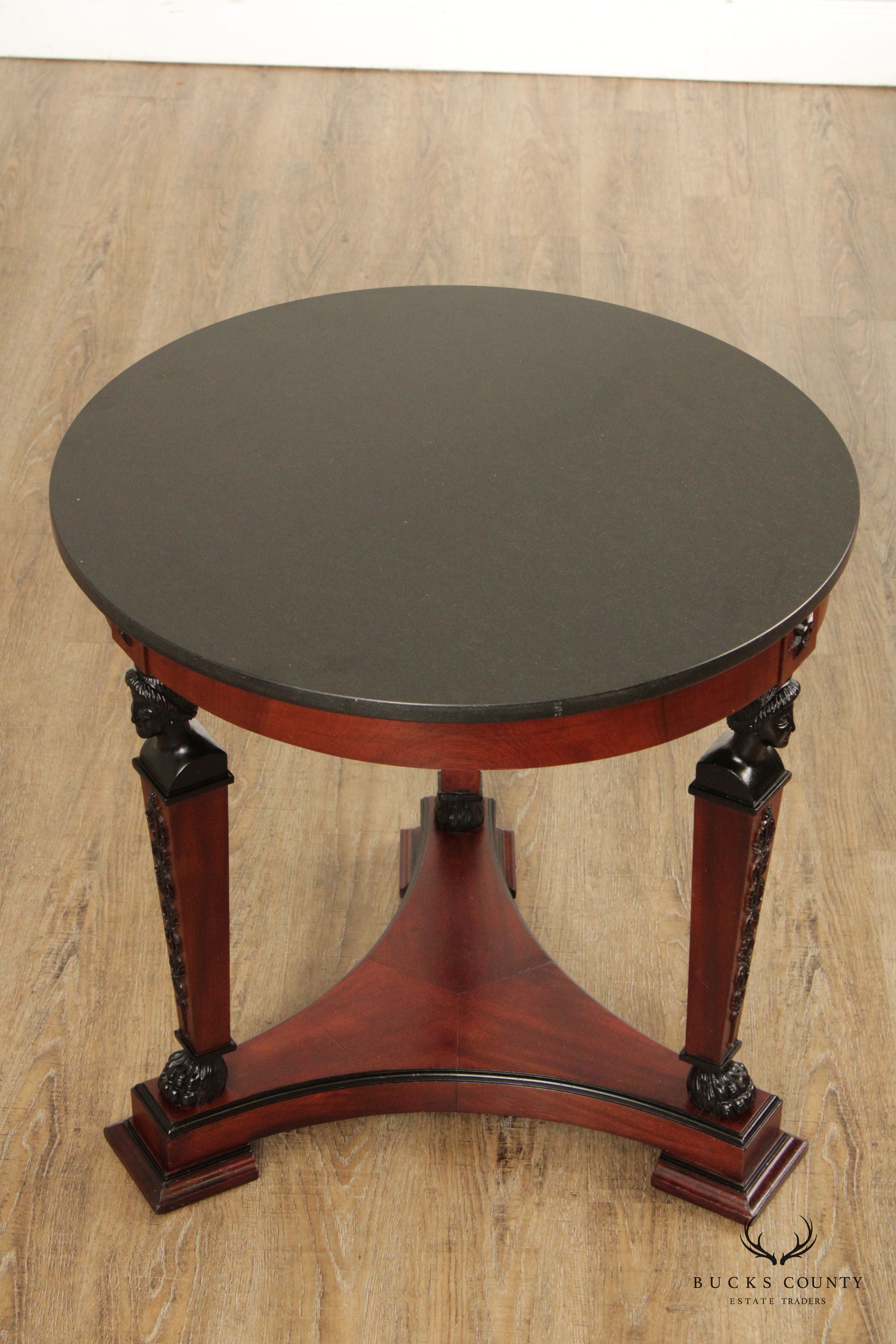 French Empire Style Round Granite Top Table