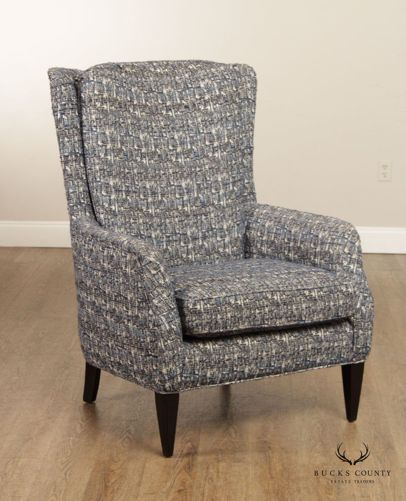 QUALITY PAIR CUSTOM UPHOLSTERED MODERN WING CHAIRS