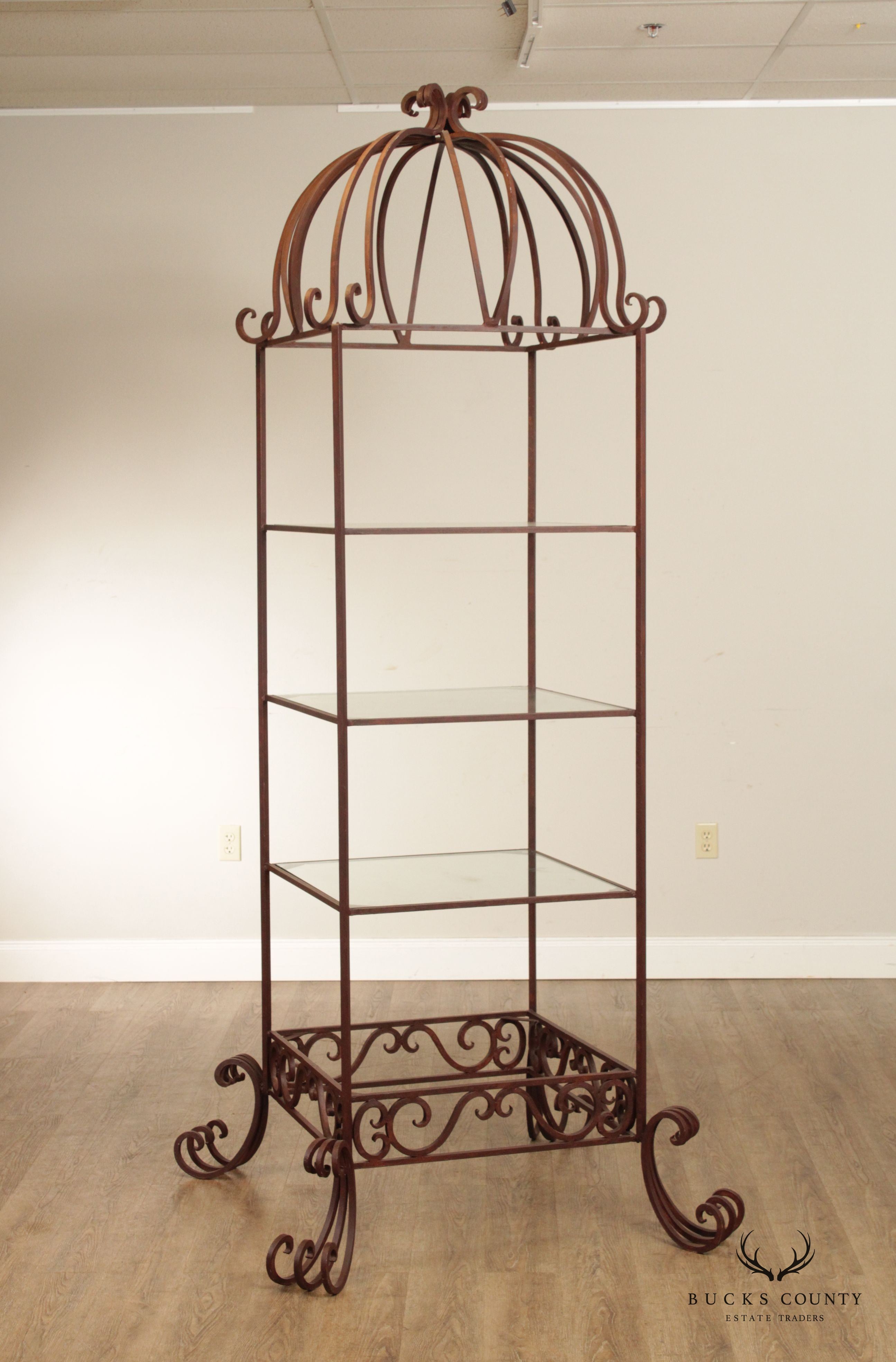 Victorian Style Large Wrought Iron and Glass Etagere