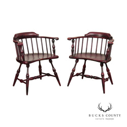 Duckloe Brothers Vintage Pair of Painted Low Back Windsor Armchairs