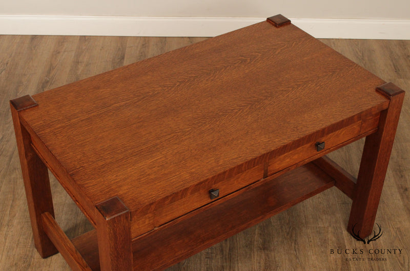 Antique Mission Oak Two Drawer Library Table