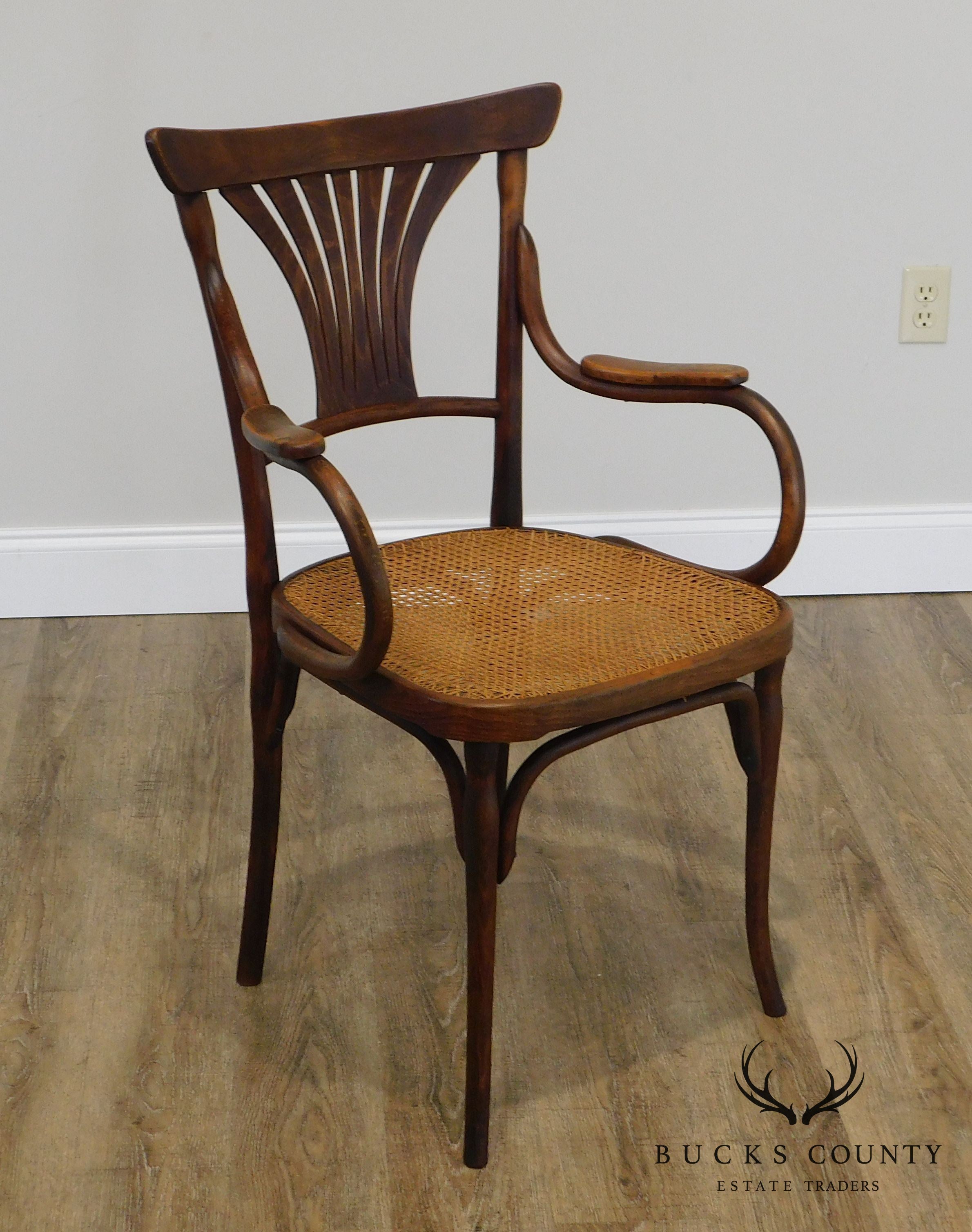 J & J Kohn Austria Antique Art Nouveau Armchair