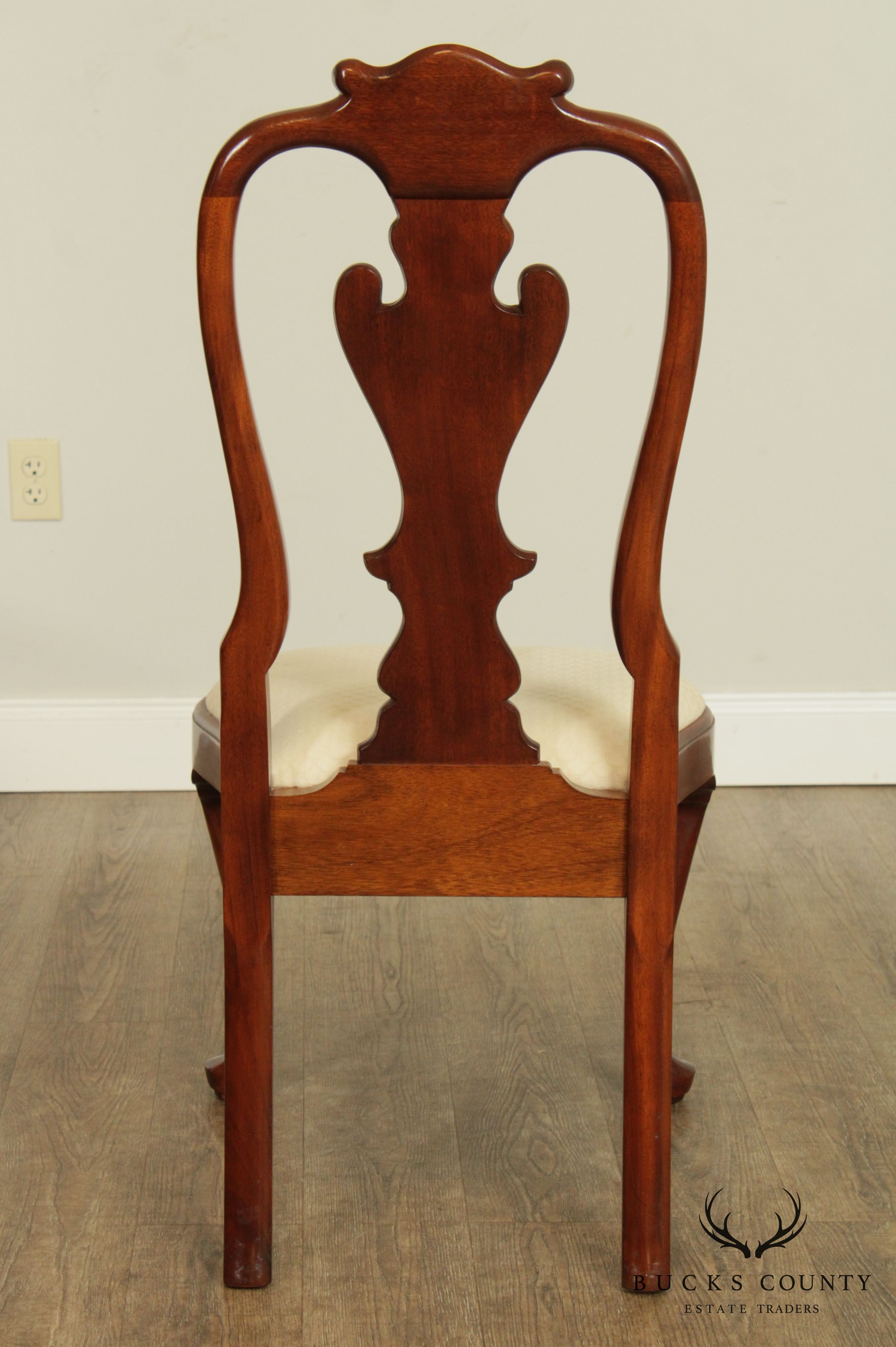 Stickley Mahogany Set 8 Queen Anne Style Dining Chairs