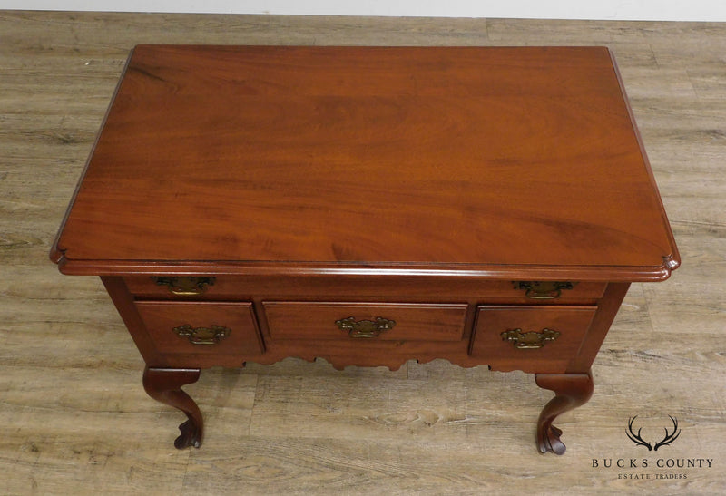 Queen Anne Style 1940's Hand Crafted Mahogany Trifed Foot Lowboy