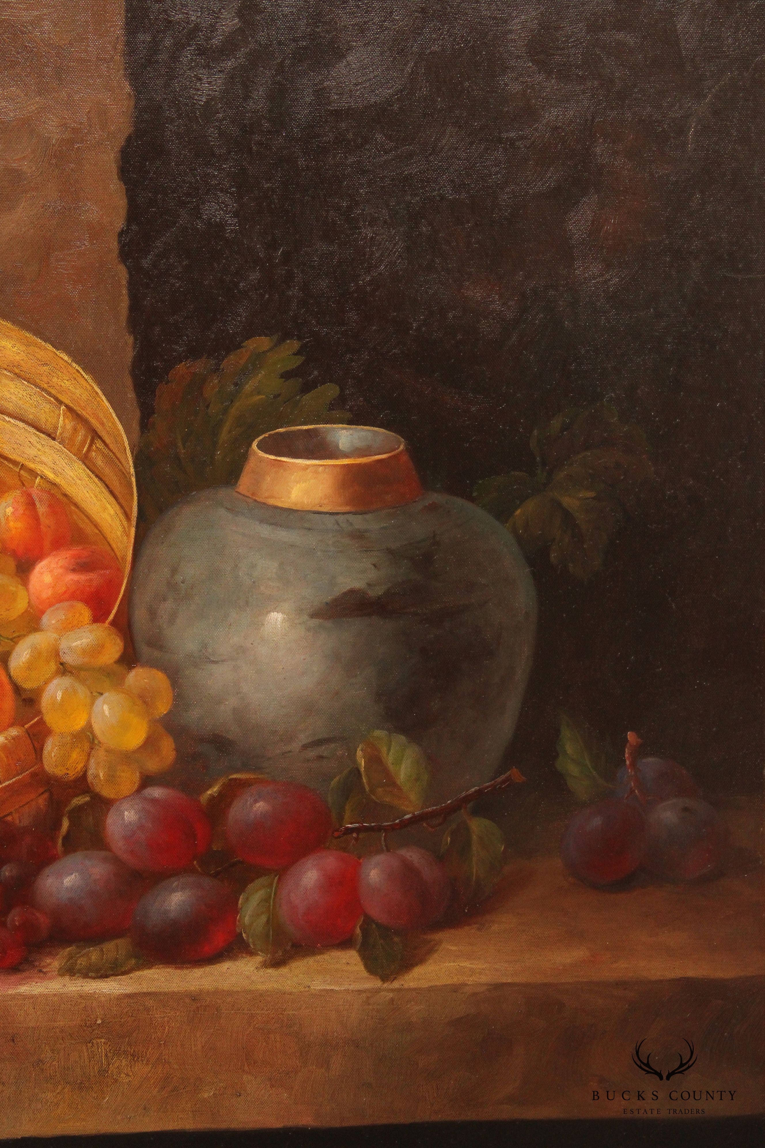 Baroque Style Fruit Still Life Original Oil Painting, Signed Bianchi