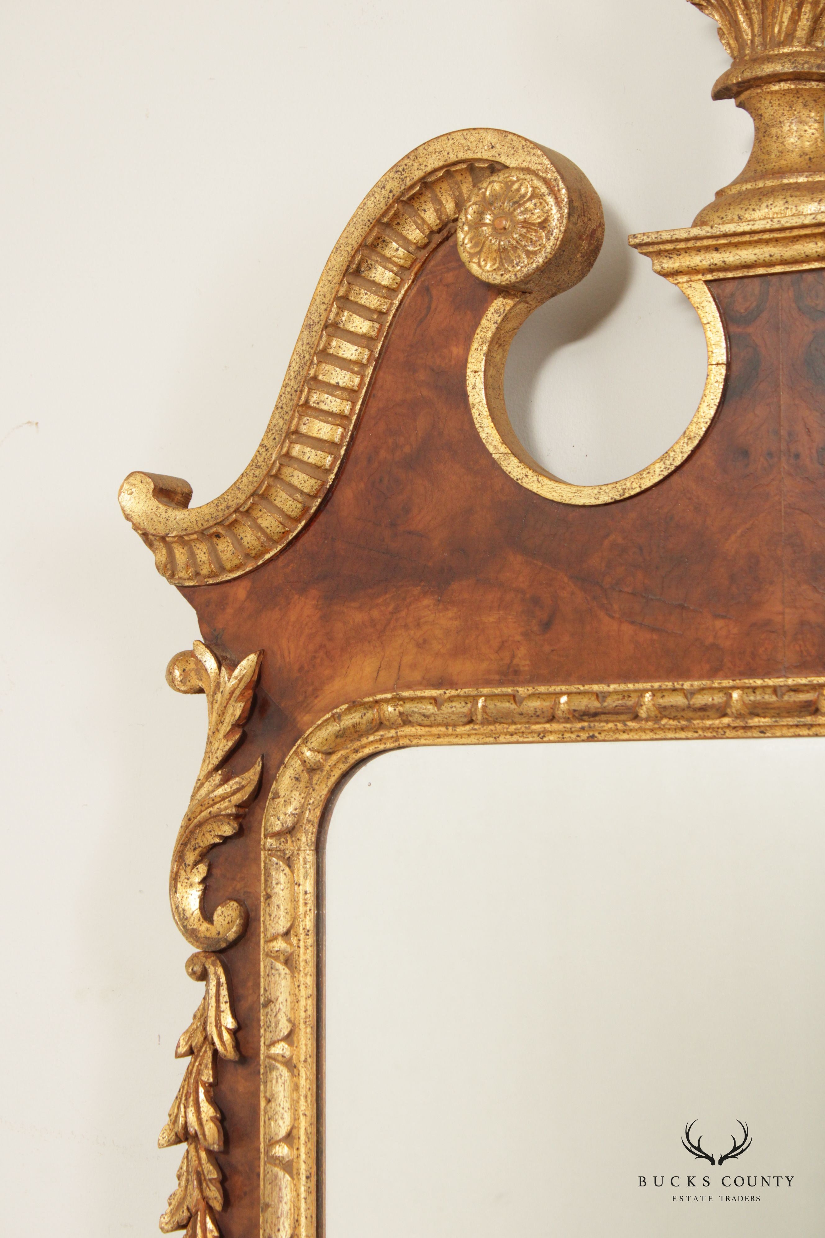 George II Style Parcel Gilt and Burl Walnut Wall Mirror