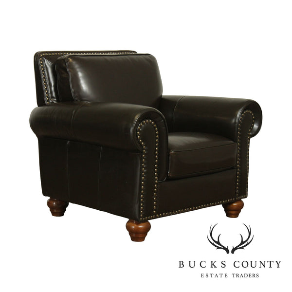 Natuzzi Dark Brown Leather Club Chair