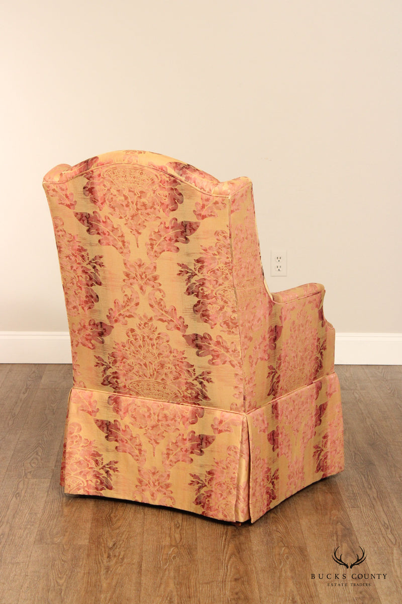 Custom Quality Upholstered Traditional Pair of Host Armchairs