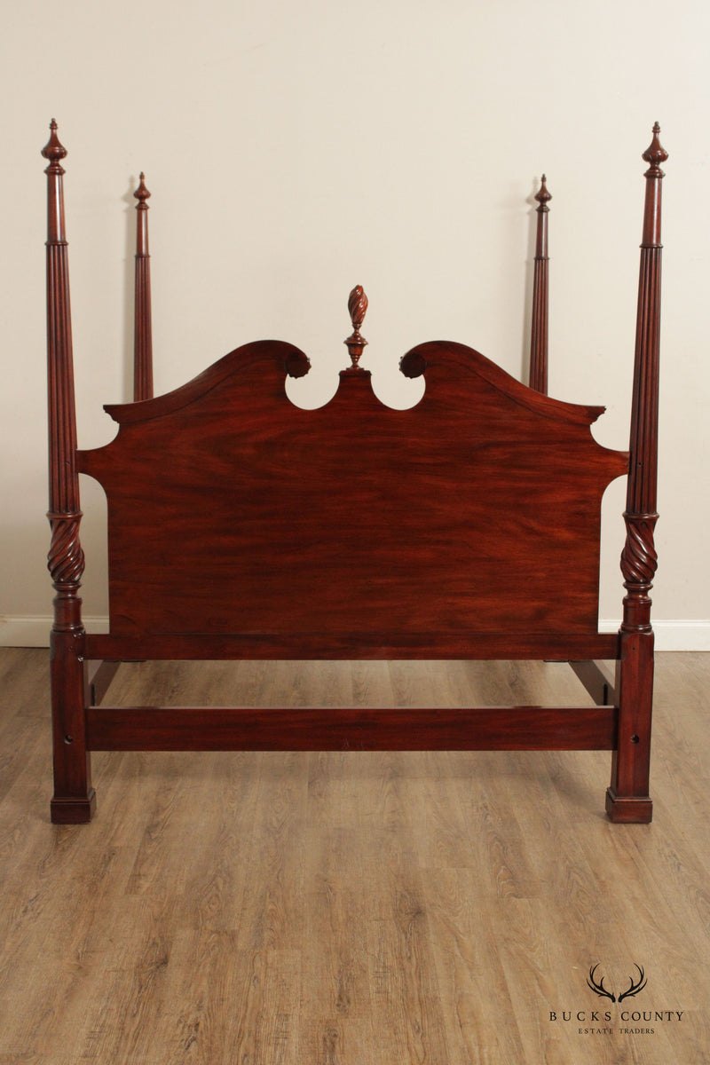 Henkel Harris Chippendale Style Queen Size Mahogany Poster Bed Frame