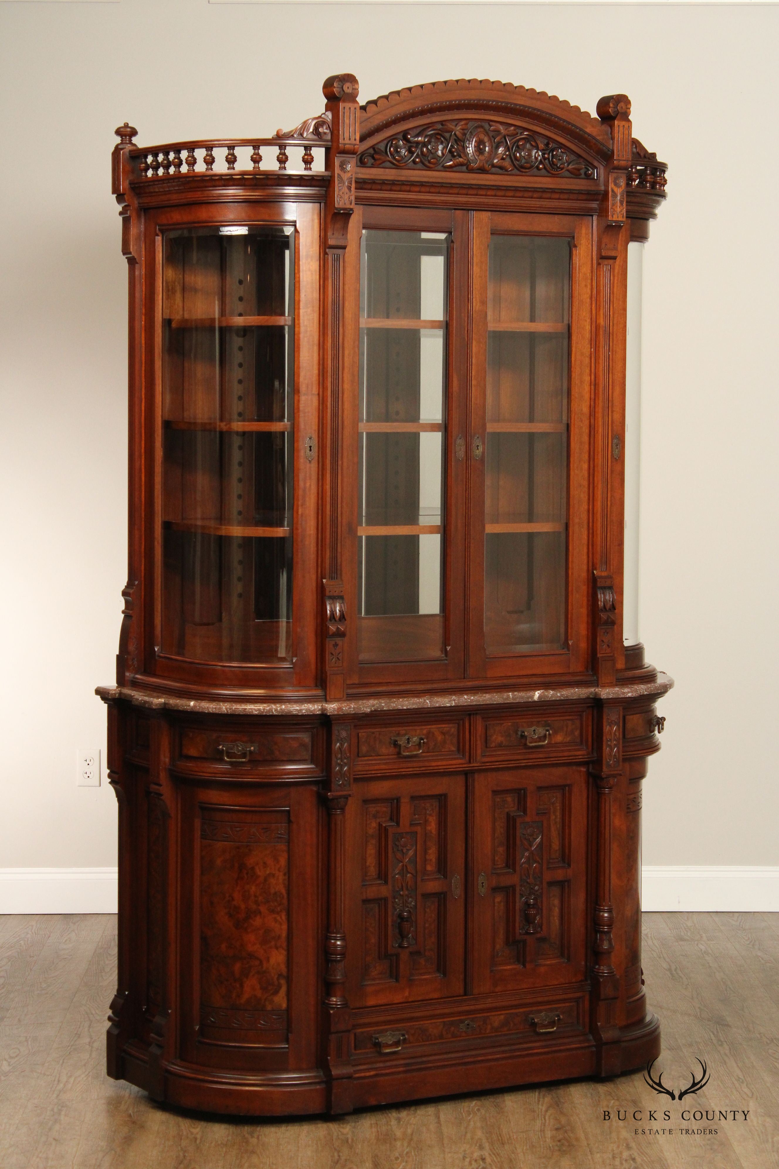 Hale & Kilburn Fine Aesthetic Renaissance Revival Carved Walnut China Cabinet