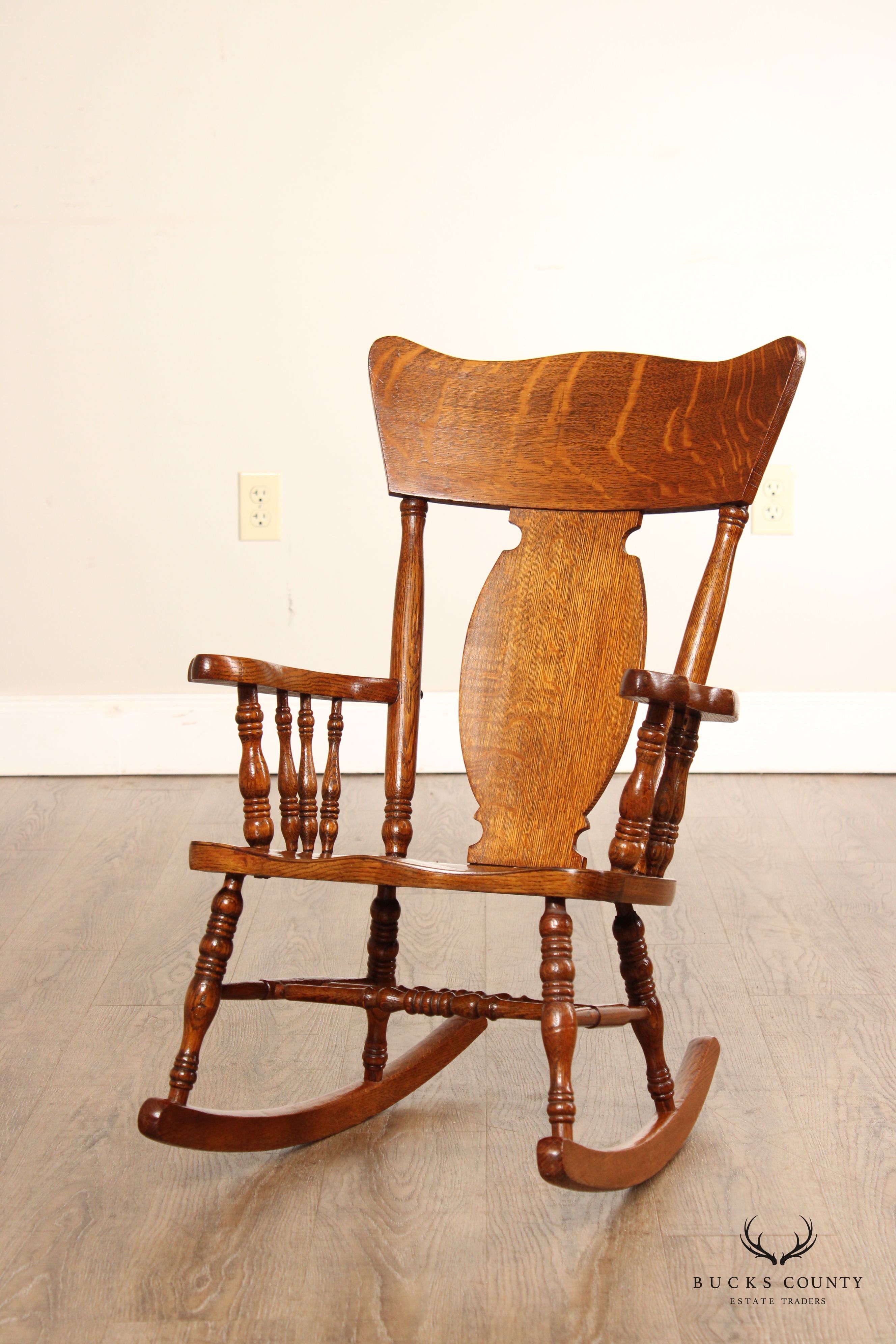 Antique Victorian Oak Child's Miniature Rocker