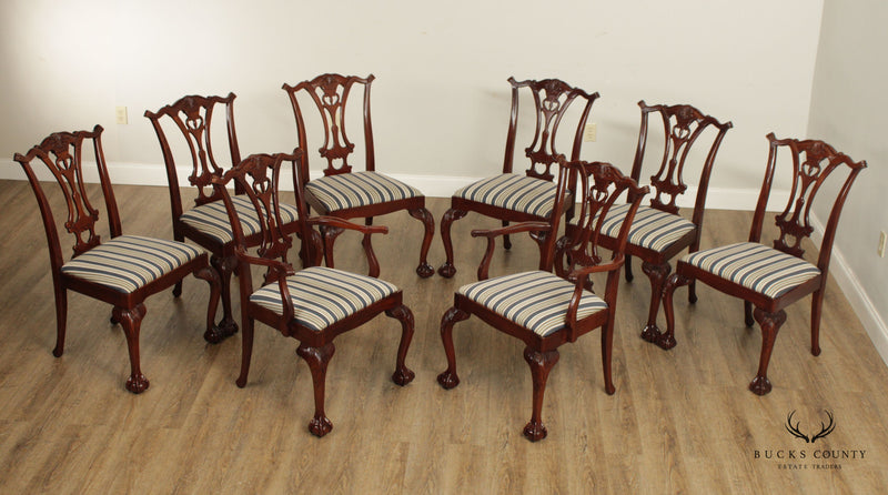 Hickory Manufacturing Chippendale Style Set of 8 Ball and Claw Mahogany Dining Chairs