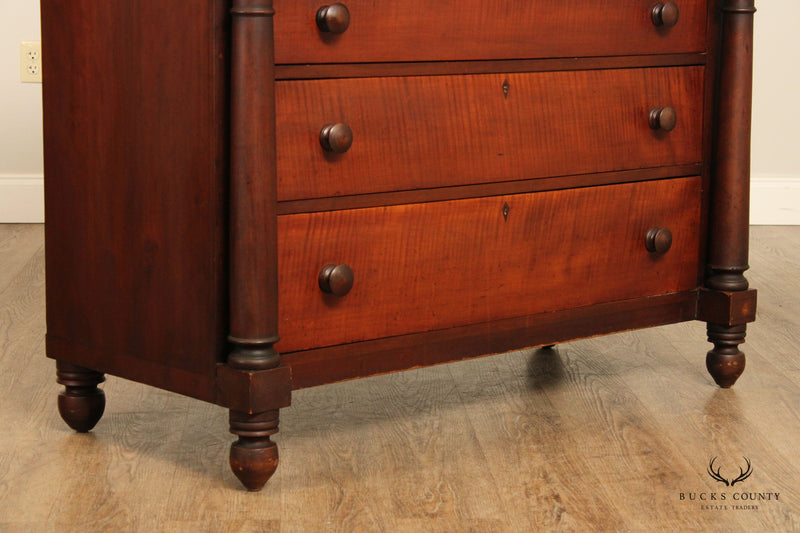 Antique Early 19th C. American Empire Tiger Maple Chest of Drawers