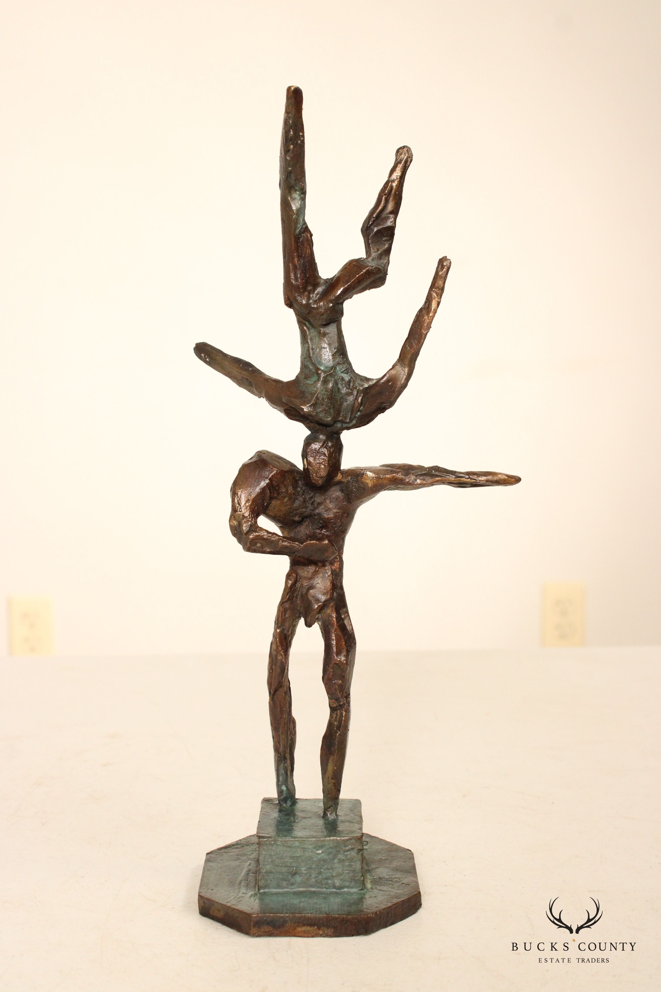 Swedish Modernist Figural Bronze Sculpture by Olof Hellström