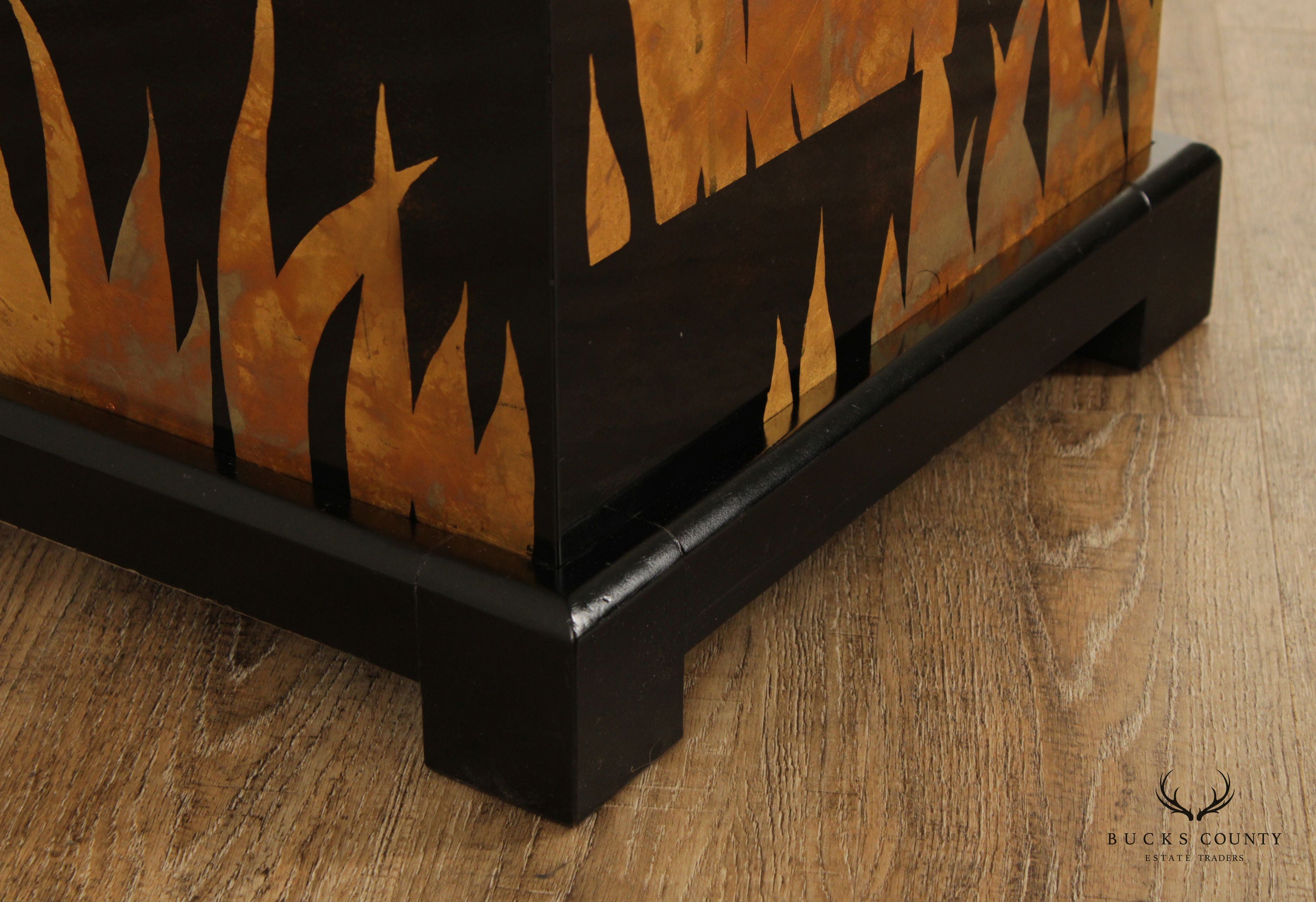 Contemporary Japanese Style Black Lacquered Blanket Chest