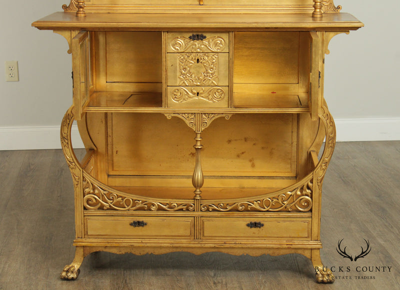 Antique Victorian Giltwood Curio Etagere Cabinet