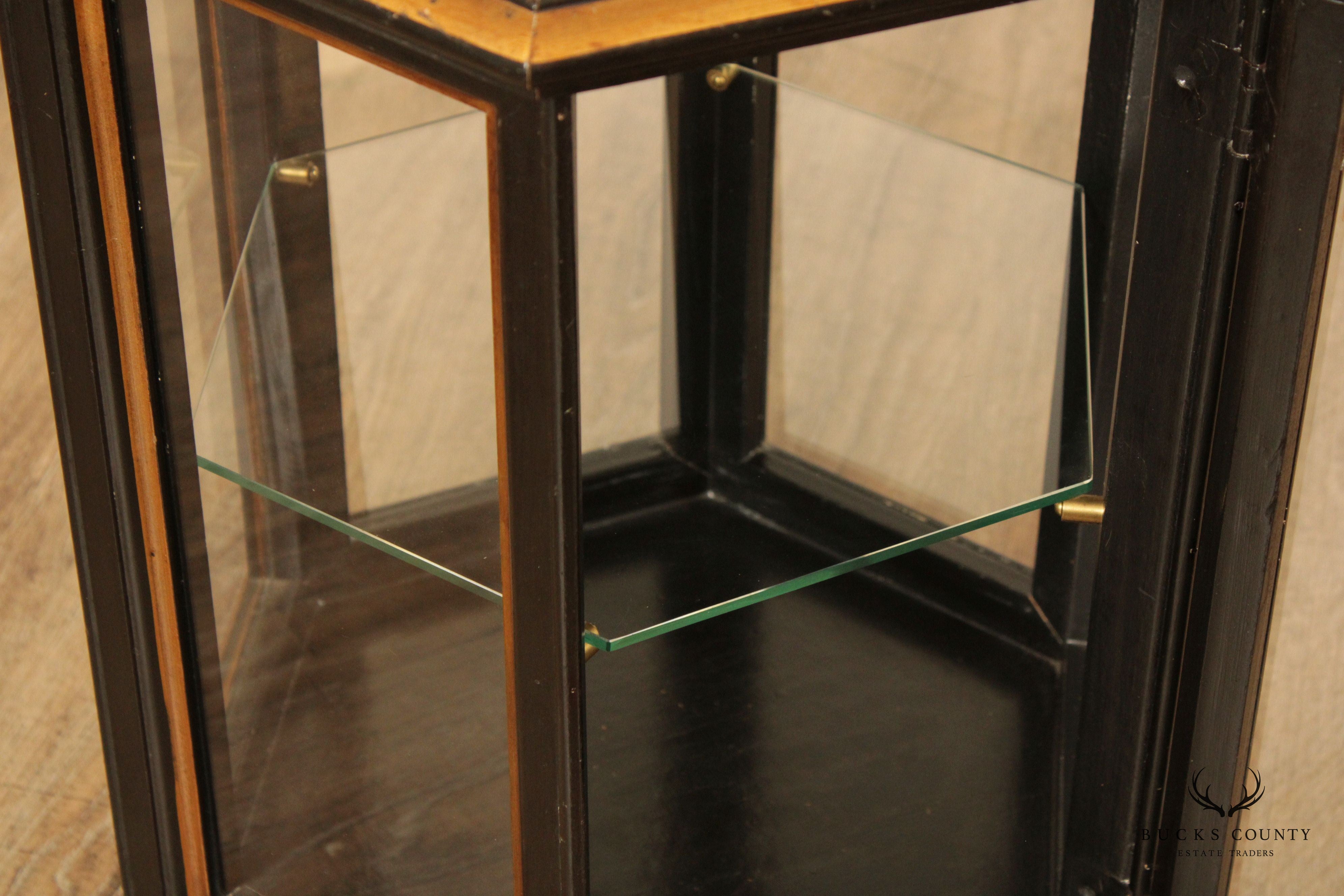 Chinoiserie Decorated Black and Gold Vitrine Side Table