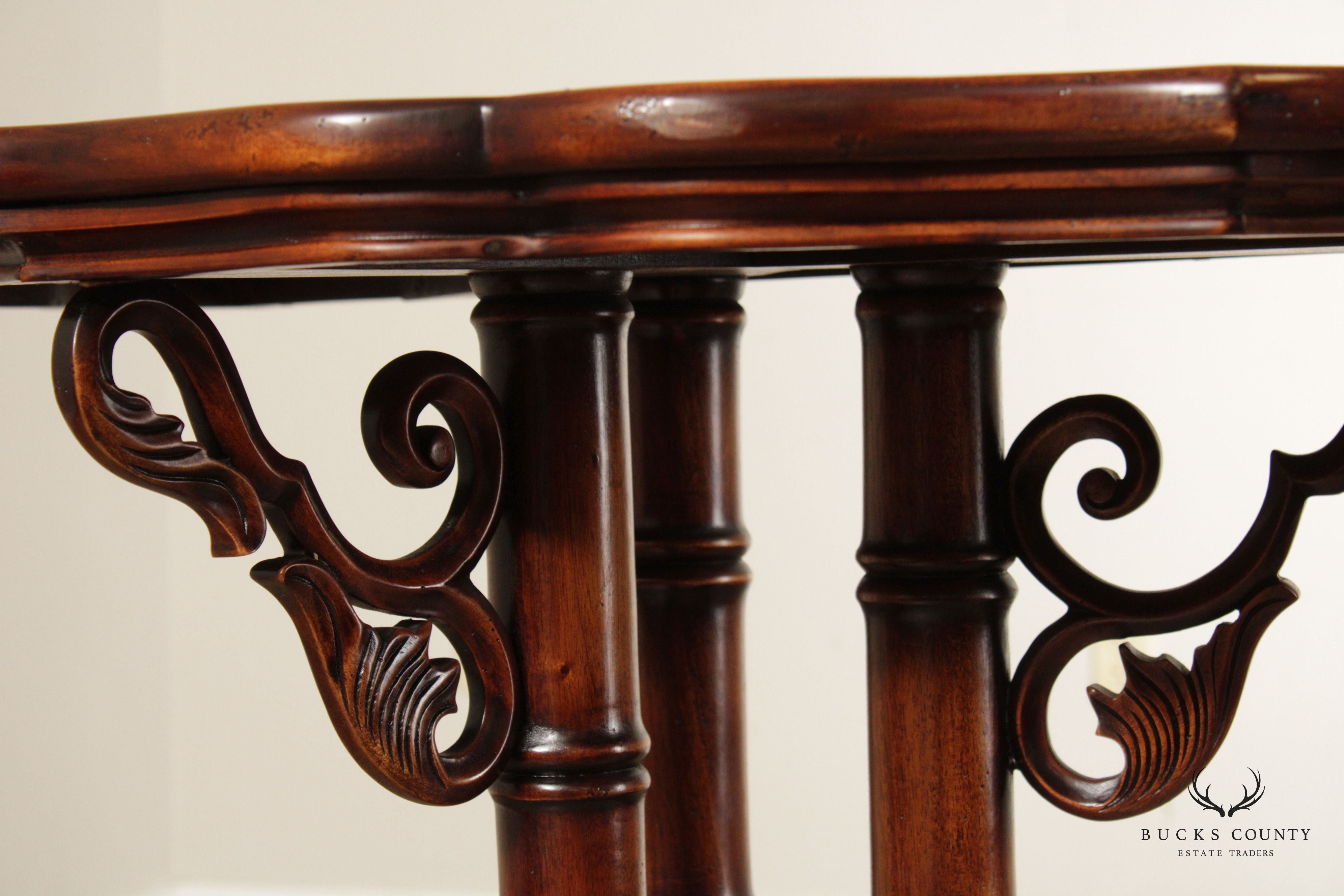 Georgian Style Mahogany Scalloped Edge Demilune Table