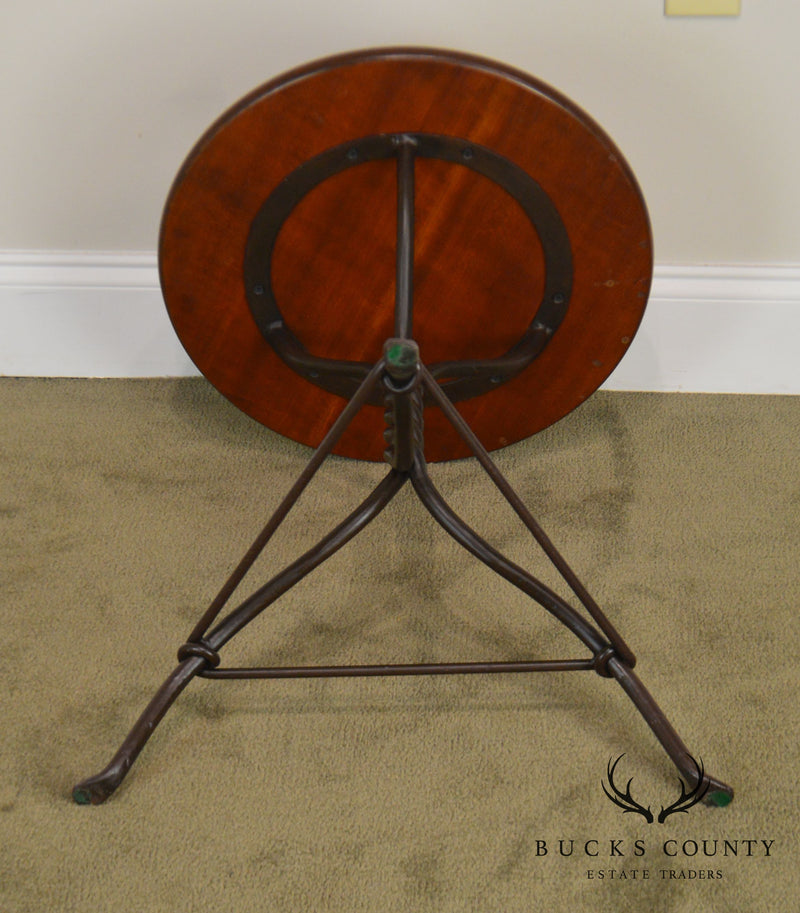 Charleston Forge Pair Twist Iron Base Round Cherry Top Side Tables
