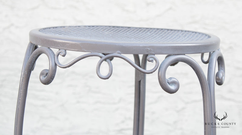 French Style Vintage Scrolled Wrought Iron Pair of Plant Stands