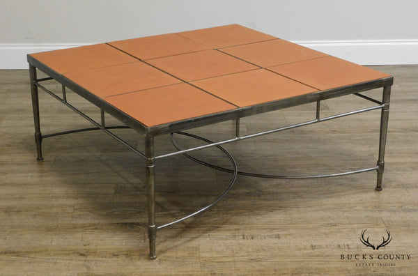 Directoire Style Quality Steel Base Square Tile Top Coffee Table