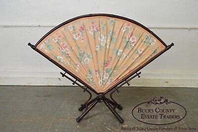 Antique Associated Artist Aesthetic Faux Bamboo Fire Screen