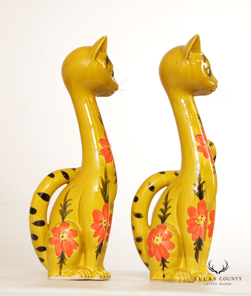 Norcrest Mid Century Modern Pair of Painted Ceramic Cats