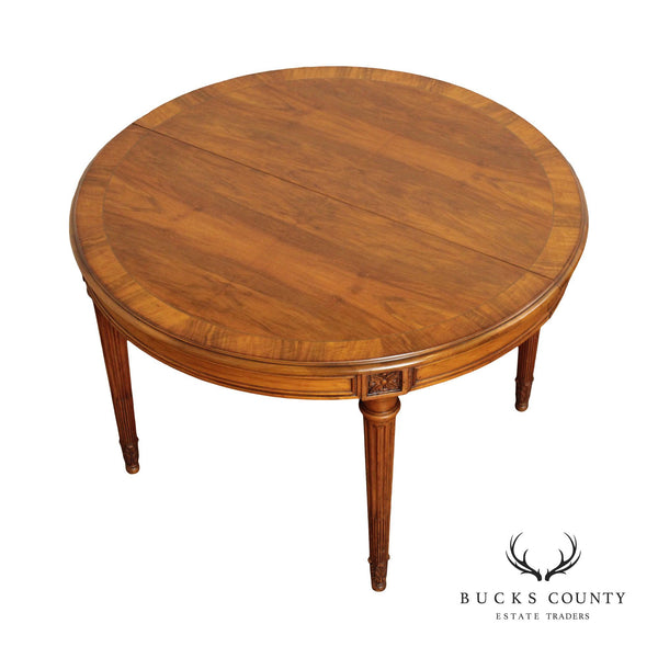 Karges French Louis XVI Style Round Expandable Walnut Dining Table