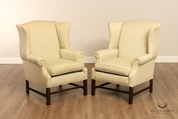 Ethan Allen Chippendale Style Pair of Wingback Chairs