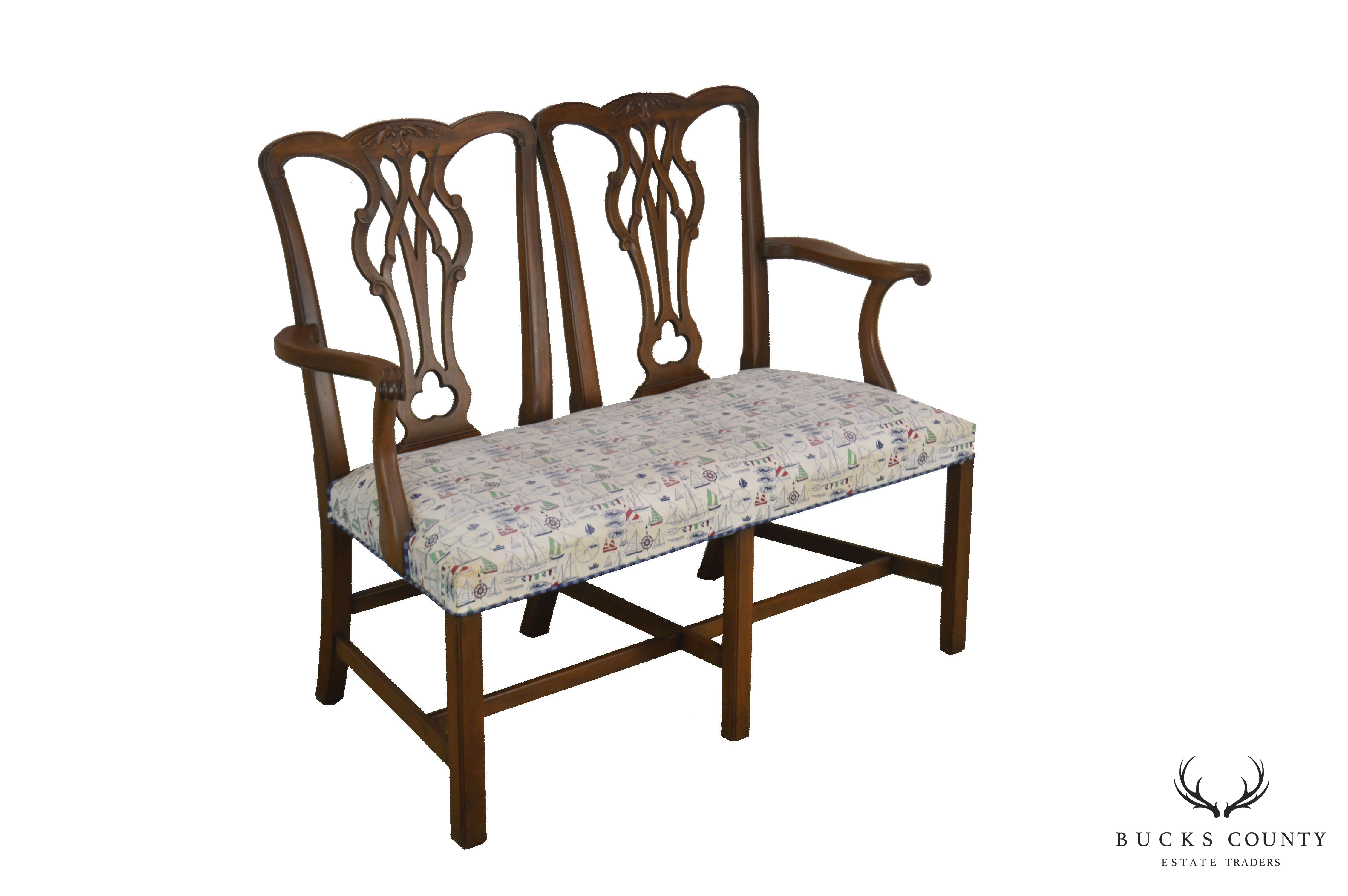 Kittinger Chippendale Style Mahogany Double Back Settee B